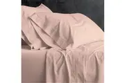 Park Avenue King Bed Fitted Flat Sheet Set European Vintage Washed Cotton Blush