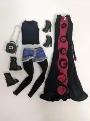 2 Barbie Outfits 1 Handmade Dress And 1 Top And Shorts Set Goth Punk Style