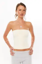 [Supré] Supré - Cotton Longline Tube Top - Lemon puff L LEMON PUFF