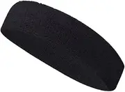 [Generic] Outdoor Sports Sweatshirt Towel Headband Headband, Men's and Women's Fashionable Fitness Yoga Headscarf Headband (Black, One Size)