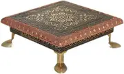 6” x 6” Indian Bajot Bajoth Pooja Puja Chowki Small Low Table for Staute (O B)