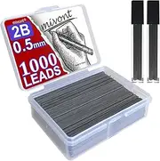 mivont 1000 PCS 0.5 mm 2B Lead Refills Medium Thickness Break Resistant Lead Graphite (0.5mm Short 6cm)