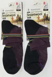 Smartwool Unisex Cushioned Run Ankle Socks in Argyle Purple Size XL