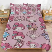 a1459 My Melody Duvet Cover Set, 3 Piece Bedding Set 86x70" Double Sided Printing Decorative Comforter Cover Set (1 Duvet Cover + 2 Pillow Shams)" jfr