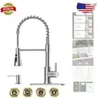 Brushed Nickel High Arc Kitchen Faucet with Pull Down Sprayer & Soap Dispenser