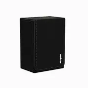 Boltquan Double Decker Leather Poker Card Case - Holds Two Sets of Poker Size Cards - Premium Dual-Deck Holder with Stylish Design and Secure Closure (Black-Grey)
