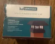 Veranda Solar Powered LED 4" x 4" BLACK Post Cap Light New