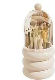 Makeup Organizer - 360° Rotating Vanity Cosmetic Storage, Multi-Layer Makeup Brush Holder | Rotating Clear Makeup Organizer Case, Stylish Bathroom counter top Display for Beauty essentals cream white