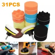 31PCS Foam Drill Polishing Pads Kit Car Hub Waxing Buffing Wheel Polisher 3"