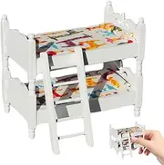 Doll Bunk Bed, 1/12 Scale Accessories 5.4x3.2x4.7'' Wooden Mini Doll Bunk Bed Exquisite Realistic Dollhouse for Dollhouse Bedroom Nursery and Decor Style 2