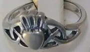 NEW 925 silver claddagh ring celtic solid back,3.7 gram