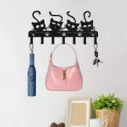 Black Cats Wall Metal Hooks Key Holder Halloween Decorative Hooks Rack Hanger