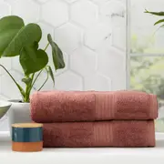 2pc Renee Taylor Stella Bath Sheet/Towel 160cm Soft Bamboo Cotton 650 GSM Brick
