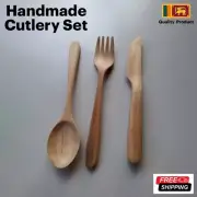 Ceylon Handmade Wooden Cutlery Set Reusable Breakfast Dinner Cutlery Utensils