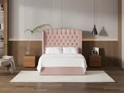 My Style Winged Headboard & Slimline Base - Double / Rosewater / Gas Lift Base