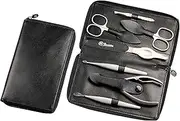 7-Piece Stainless Full-Grain Amalfi Cowhide Leather Manicure Case Black 1 Stk.