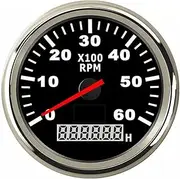 PMGMZPGPMA Car Boat Tachometer Gauge LCD Hour Meter 3000~6000 RPM Tacho Sensor Marine Tacho Meters 12V/24V Red Backlight Automobile Tachometer(BS6000RPM)