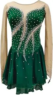 [Zagitova] Ice Figure Skating Dress for Girls Patchwork Women Competition Dance Outfit Breathable with Shiny Rhinestone