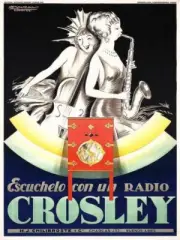 Crosley Radio NEW Metal Sign: Vintage Art Deco Look - In Spanish Language