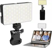 LED Video Light with Front & Back Clip, 3000K-7500K Portable Rechargeable Video Conference Light Adjusted 3 Light Modes for Phone, iPhone, Android, iPad, Laptop, for Makeup, TikTok, Selfie, Vlog