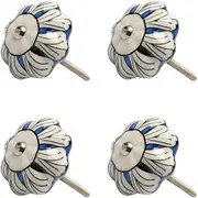 Ceramic Knob,Cabinet,Furniture Pull Handles,Door Pull,Drawer Pull Handle,4pcs Ceramic Knobs Drawer Hand Printed Pull Handle Furniture Door Cabinet Cupboard Wardrobe Dresser Replacement White