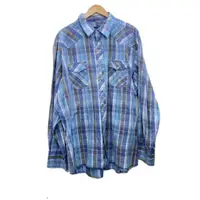 在飛比找蝦皮購物優惠-EDWIN襯衫棉 格紋 長袖 藍色 日本直送 二手