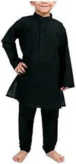 [Royal Kurta] Kid's Cotton Kurta Pyjama Set (Black,26)