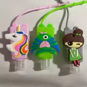 3 Pk Sanitizer Holder Case Pocket Size For Hands Fish Unicorn Girl