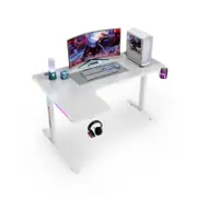 MIUZ 140cm RGB LED Gaming Desk Computer Home Office Writing Desk Racer Table
