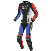 Monza Ladies Black White Red Blue One Piece Motorcycle Suit