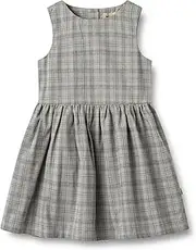 [Wheat] Girls' Dress Thelma GOTS Certified Organic Cotton Children's Dress, 1125 Cloudy Blue Check, 104 cm