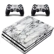 White Marble Print Skins Designed to Fit PS4 Pro Game Systems VWAQ - PPGC7
