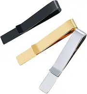 [Yardenfun] Stainless Steel Tie Clips 3 Pack Clips Strong Necktie Clasps for Men's Fashion