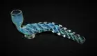 3 1/2" CURVED STEM AQUA Mini Sherlock One Hitter Tobacco Smoking Glass Pipes