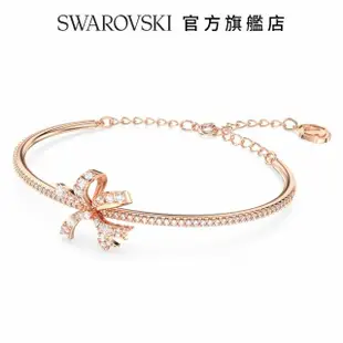 【SWAROVSKI 官方直營】Volta 手鐲蝴蝶結 白色 鍍玫瑰金色調 交換禮物