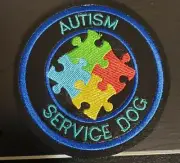Custom Request with loop back Autism Service Dog Patch primary colors on black