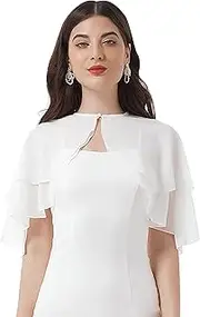 [Riismen] Women's Chiffon Bolero Shrug for Evening Dress Ruffle 2-Layer Wraps Shawl Cape Wedding Party Cover Up