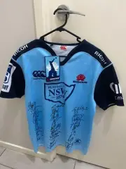 Genuine NSW Waratahs 2016 Home Autograph Jersey Signed NWT Rugby CCC Mens L