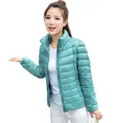 Nevenka Womens Lightweight Puffer Jacket Winter Stand Collar Short Coat-Pink Blue