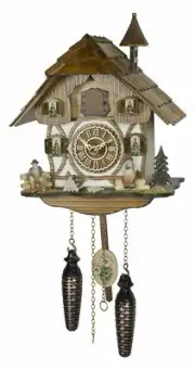 Quartz Cuckoo Clock Black forest house with music TU 4237 QM NEW