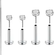 [AVYRING] 20g Flat Back Earring studs Threadless Nose Studs Silver Gold Earlobe Piercing Jewelry Surgical Steel Push in Cartilage Earrings Nostril Changing Tool