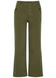Spanx Olive Stretch-twill Wide-leg Trousers - XL XL