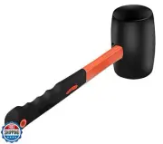 Rubber Hammer with Shock Absorbing Fibre Handle, 15.8 Oz Mallet for Camping,