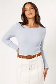 [PUP44] Kya Knit Top - Light Blue S/M Blue