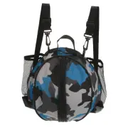 Basketball Bag Backpack with 2 Shoulder Straps/2 Side Pockets, Camo Blue