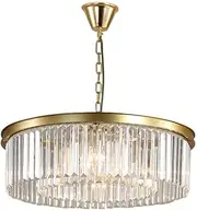 American Minimalist Crystal Pendant Light, Retro Gold Crystal Chandelier LED Ceiling Light Living Room Restaurant Hotel Hanging lamp Fixture E14*4,D40cm Comfortable Anniversary