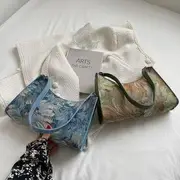 Print Fabric Shoulder Bag Green - One Size