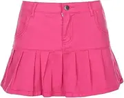 [ERTYUIO] Short Skirt Tight Short Jeans Skirts Women's Pleated Skirt with Shorts Ruffle High Waisted Summer