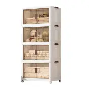 4 Tier Stackable Plastic Storage Bins with Lid and Wheels - 52 QT Closet Orga...