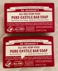 Dr. Bronner's All-One Pure-Castile Bar Soap Rose Lot of 2 NEW